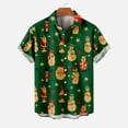 thumbnail image 2 of IROINNID Christmas Funny T-Shirt for Men Xmas Print Button Up Tops Vacation Holiday Gift Hawaiian Shirt,Green, 2 of 5
