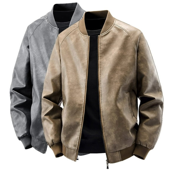 KeShDi Men Winter Jacket Men's Sports Baseball Jacket Men's Stand Collar Loose Flying Suit Long Sleeved Hooded Denim Jacket/jacket Gray 5X
