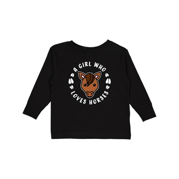 Inktastic A Girl Who Loves Horses Boys or Girls Long Sleeve Toddler T-Shirt