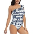 thumbnail image 3 of Haiem Sea Underwater Turtles Women's One Piece Swimsuits Tummy Control One Shoulder Bathing Suits Ruffle Swimwear-Medium, 3 of 8