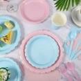thumbnail image 5 of 350 Pcs Baby Gender Reveal Plates and Napkins, 50 Guest Boy or Girl Gender Reveal Party Supplies Include Light Pink and Light Blue Plates Napkin Cup Plastic Spoon Fork Knive for Baby Shower, 5 of 14