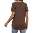 thumbnail image 4 of JYLFC Womens Shirts Summer Crew Neck Raglan Shirt Basic Short Sleeve Loose Fit Casual Tunic Tops, Coffee L, 4 of 6