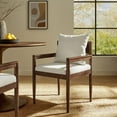 thumbnail image 2 of Side Dining Chair Armchair, White, Fabric, Wood, Bar Pub Cafe Bistro Dining Kitchen Hospitality Restaurant, Modern Contemporary, HB37881, 2 of 9