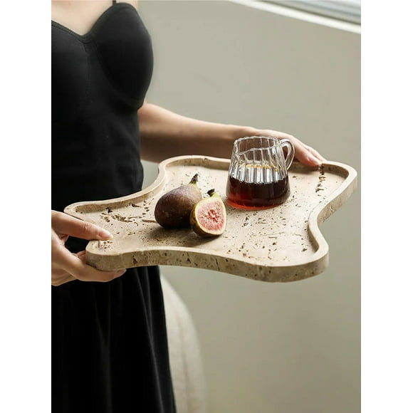 Travertine Marble Tray Home Hotel Decoration Religious Ornament Plate Irregular Shaped Stone Jewelry Decorate Tray