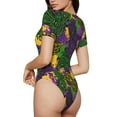 thumbnail image 3 of Naloa Mardi Gras7 Women's Short-Sleeved Onesie, One-Piece Swimsuit for Parties, dates, clubs - Small, 3 of 9