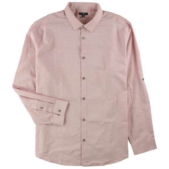 Alfani Mens Ottoman Textured Button Up Shirt, Red, XXX-Large