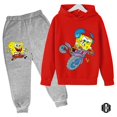 thumbnail image 4 of Conjunto de sudadera y pantalón con capucha de Bob Esponja para niños y niñas, chándal de dibujos animados de primavera, ropa para niñas pequeñas, sudadera de manga larga y pantalón, 2 piezas, 4 of 5