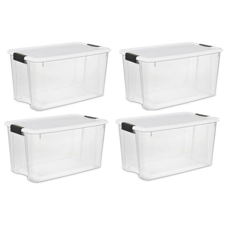 - Sterilite Large 70 Qt Clear Base Ultra Latch Storage Container Box Tote (4 Pack)