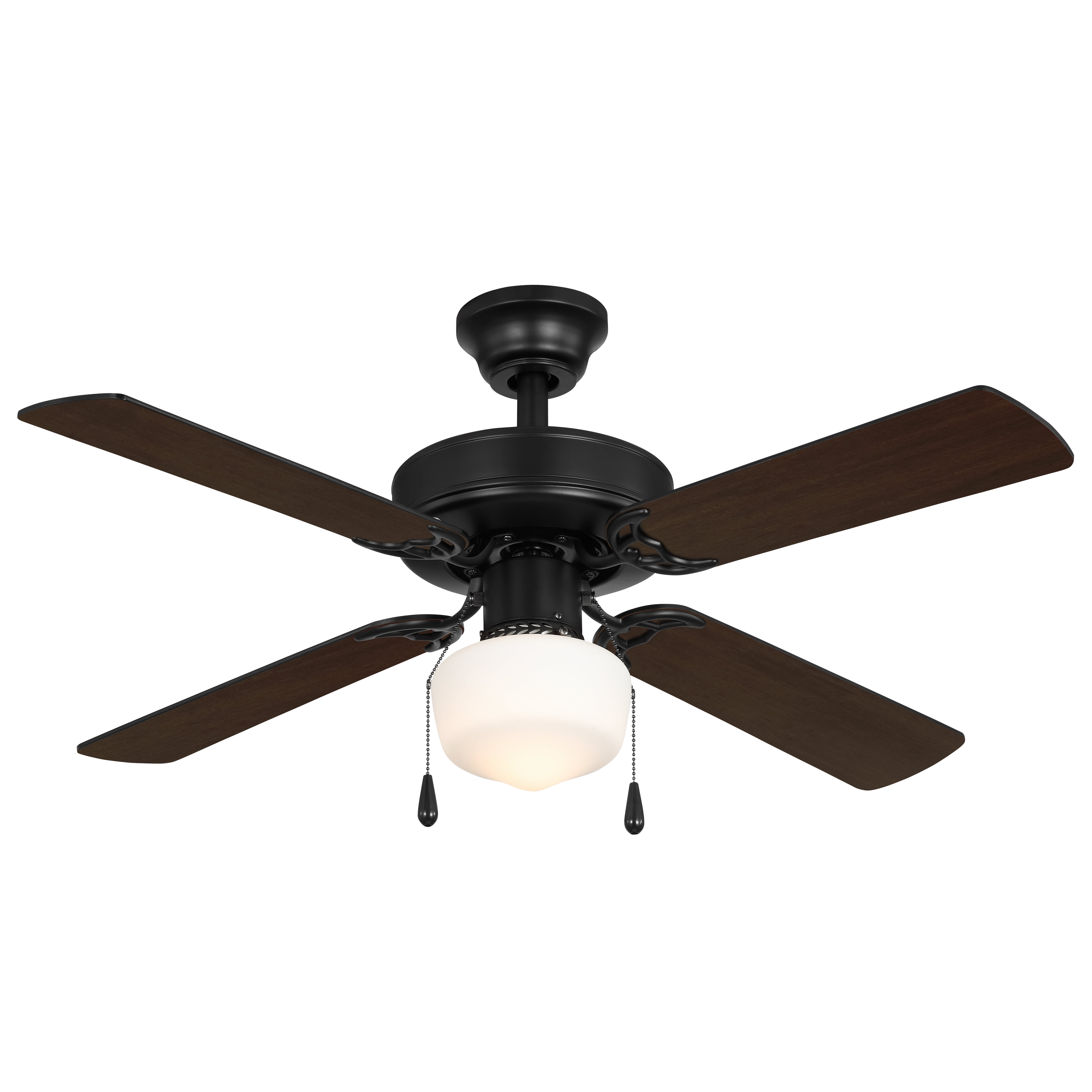 Mainstays 42 Inch Indoor Ceiling Fan with Light, Downrod Mount, Black