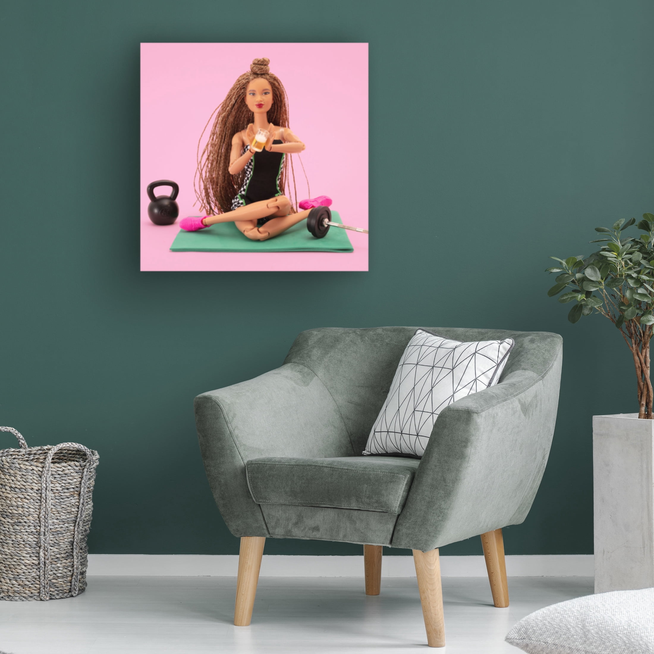Canvas Wall Art - Julia Ramiro 'Yogui 1' Wall Art for Living Room, Bedroom, or Office Décor by Trademark Fine Art - 35 x 35 Inches