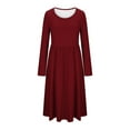 thumbnail image 5 of Enjoytime Womens Dresses Solid Color Round Neck Long Sleeve Dresses Spring Casual Flowy Vacation Midi Dress 2026, 5 of 5
