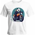 thumbnail image 1 of Camisetas gráficas informales de manga corta con diseño de panda en motocicleta para hombre, 1 of 8