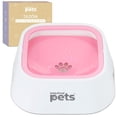 thumbnail image 1 of Plato Antisalpicaduras ESQUIMAL Rosa Blanco 1.5 LTS Dispensador de Agua para Perro, 1 of 7