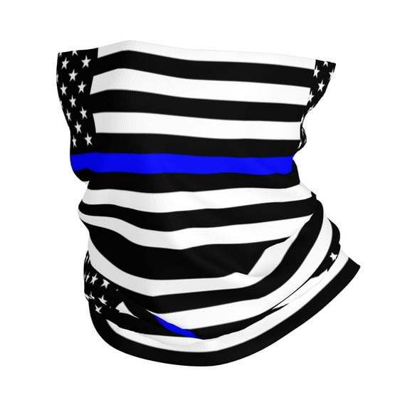 Neck Gaiter Face Mask Men Women Police Thin Blue Line Flag Seamless Bandana Face Cover Scarf Mask Balaclava Headband
