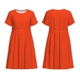 thumbnail image 3 of Bixox Women's Short Sleeve Summer Dress Loose Swing Knee Length Dresses with Pockets-Orange, 3 of 7