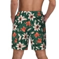 thumbnail image 2 of Lsque Mens Swim Trunks Lilies Flowers Pattern - Bathing Suit Compression Liner - Beach Swim Shorts Swimwear - (S-3XL) - Stretch Quick Dry -Large, 2 of 9