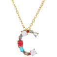 thumbnail image 1 of Collier Pendentif Alphabet Multicolore Micro Pavé Zircon Initiale Lettres Collier Couple Bijoux (C), 1 of 1