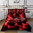thumbnail image 1 of Erosebridal Ensemble de Couvre-Lit Voiture de Course Rouge Grand Lit, Ensemble de Literie Éclair Néon, Ensembles de Couvre-Lit Sport de Vitesse Format Grand Lit, Décor de Chambre Respirant, 3 Pcs, 1 of 5