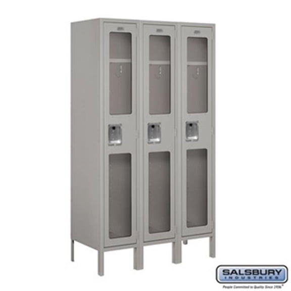 Salsbury S-61355GY-U 3 x 5 x 15 in. Single Tier See Through Metal Locker, Gray - Unassembled