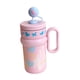 thumbnail image 3 of Tumbler aislante de acero inoxidable con paja linda botella de agua de 540 ml con mango para graduaciones deportivas Fiesta de picnic de cumpleaños Graffiti rosa, 3 of 8