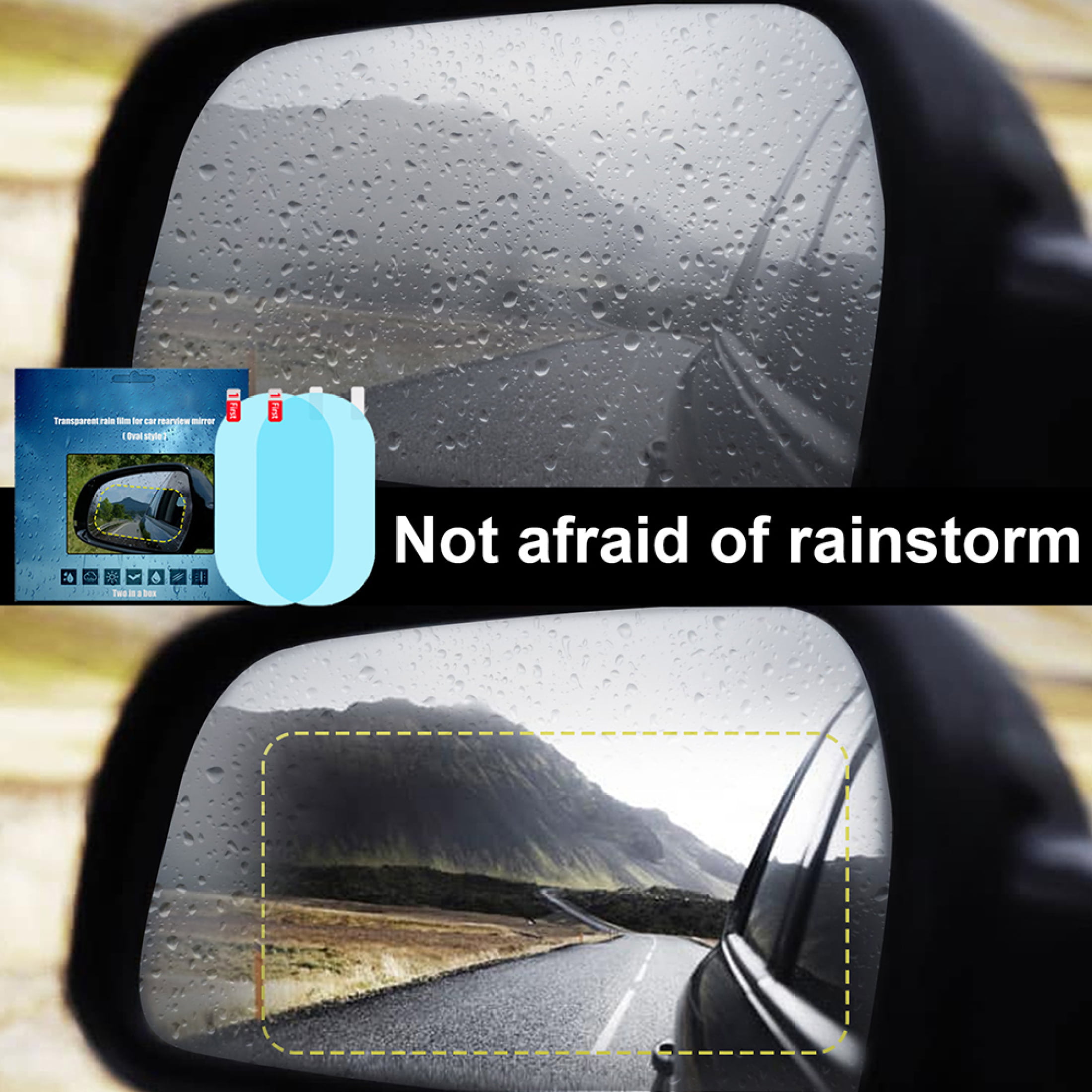 2pcs 95x135 étanche Rétroviseur voiture autocollant, Rainproof Membrane en  ellipse - Chine Film Rainproof, HD Rainproof Membrane