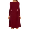 thumbnail image 4 of Fesfesfes Women Dress Slim Fit Comfortable Button V-Neck Solid Color Casual Dress or, 4 of 6