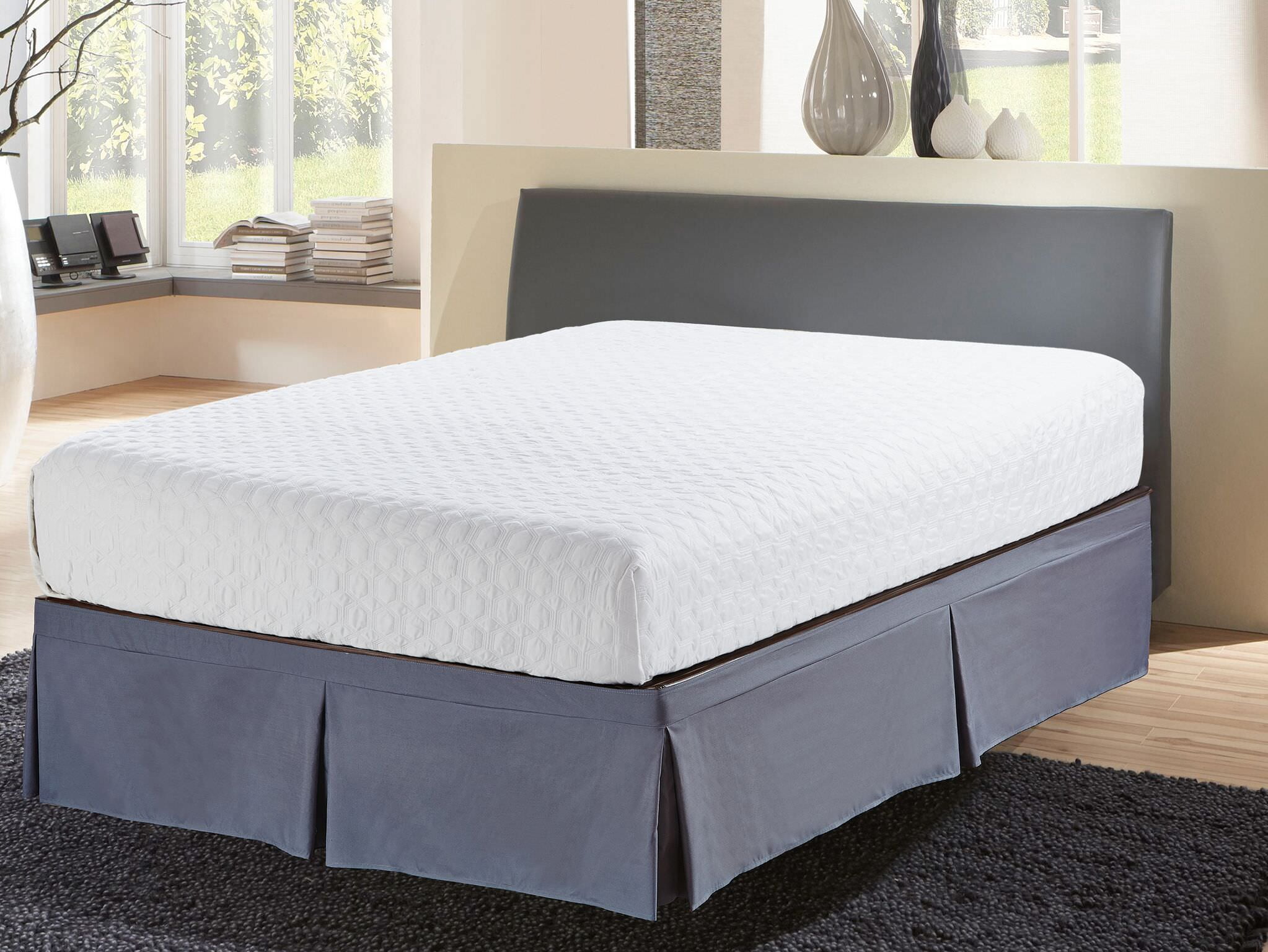 EasyWrap Grey Elastic Tailored Bed Skirt with 16" Drop Twin