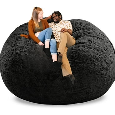 Giant Bean Bag Cover, Soft Velvet Bean Bag Chairs for Adults (Cover ONLY, NO Filler) 7ft Dark Grey Big Bean Bag Bed Oversized Lazy Couch
