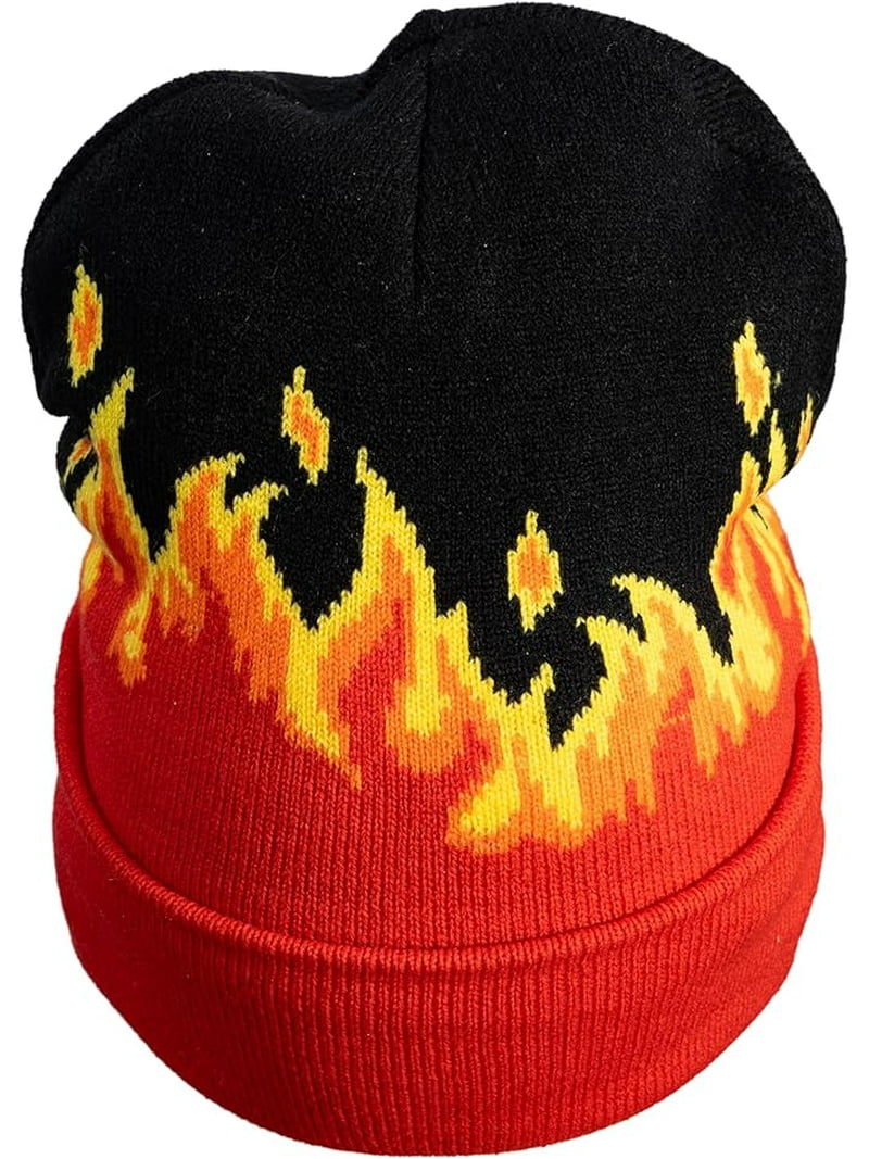 Cheeto's Chester Side Flame Men's Knit Thermal Beanie, Black and