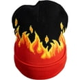 thumbnail image 3 of Chester Side Flame men's Black & Red Beanie, 3 of 7