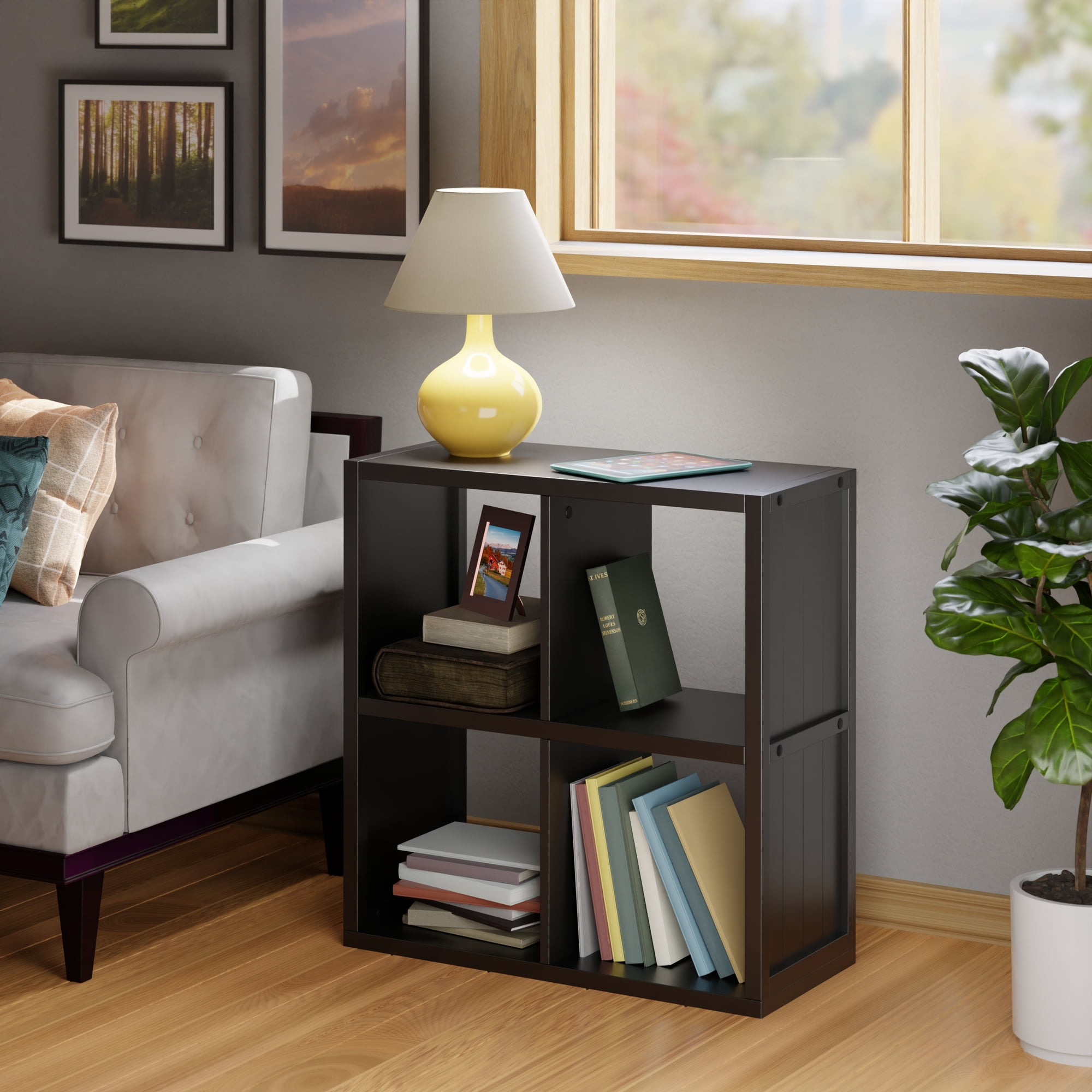 Winsome Wood Timothy 2x2 Storage Cube Shelf, Black Finish