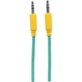 thumbnail image 4 of Manhattan Braided 3.5mm Stereo Male to Male, Teal/Yellow, 6', Retail Blister, 4 of 5