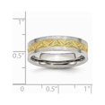 thumbnail image 2 of Stainless Steel Grooved Yellow IP-plated Ladies 6mm Brushed Band, 2 of 8