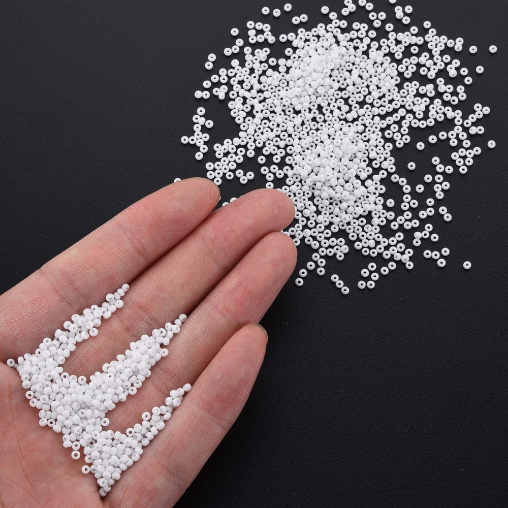 13/0 Glass Seed Beads Macaron Color Round Hole Round White 13/0 2~2.3x1.5mm Hole: 0.8mm about 450g/bag