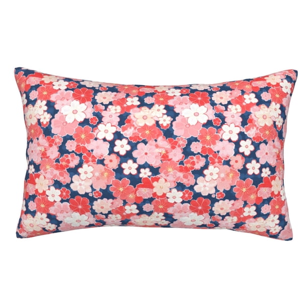 Fotbe Japanese Cherry Blossoms Funda de Almohada Decorativa Estilo Occidental, Lujo en Algodón, Fundas para Almohadas King, Cojín Estampado para Decoración del Hogar-16"x24"