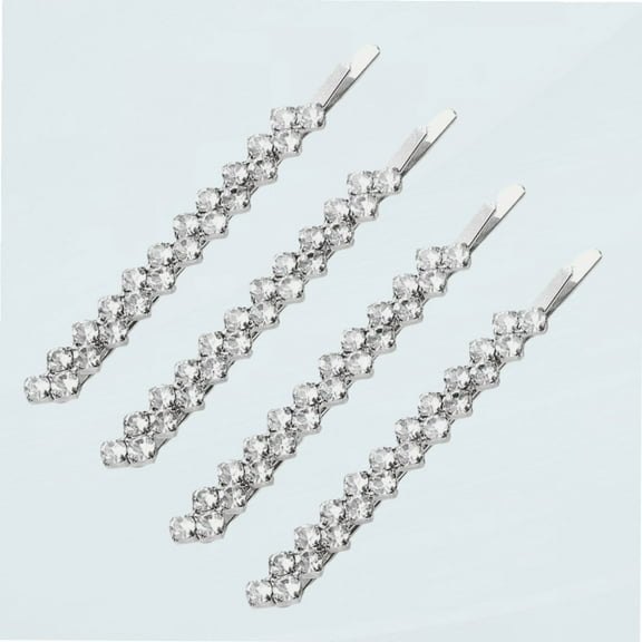 1 set 2 pairs Silver Metal Pins Beautiful Barrettes Shinny Decorative Rhinestone Hair Bobby Accessory Pearls Pearl Accessories Diamond Women Pin Headwear Barrette Clips Row