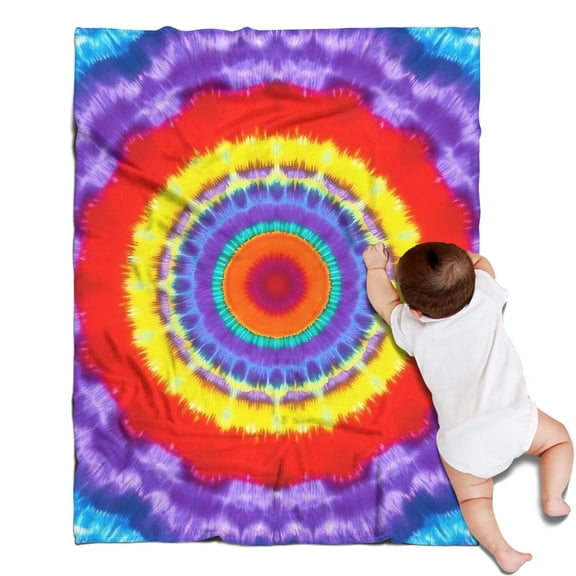 Rainbow Tie Dye Mandala Pattern Blanket,Comfortable Soft Flannel Throw Blanket,All Season,Warm Lightweight Blankets for Sofa Bed Couch Living Room Chair,30"x40"