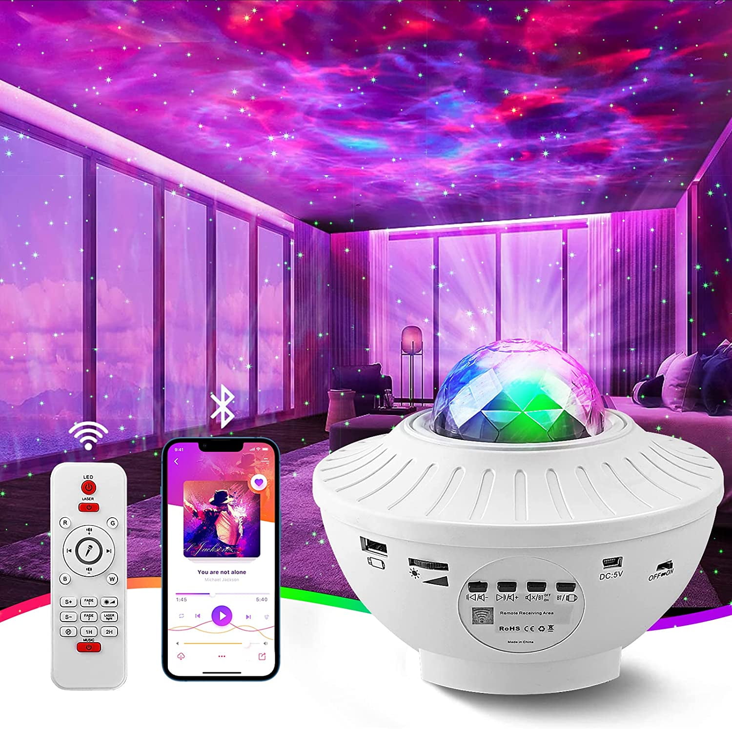 Galaxy Light Projector, Star Projector Night Light for 5 in 1 Sky Light with Remote Control, Bluetooth Music Speaker, Lights Sky Light for Bedroom Ceiling for Adults - Walmart.com