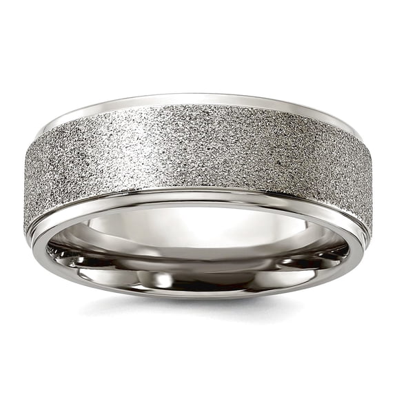 Titanium Polished Laser-cut Center 8mm Band Size 11 Ring for Women and Men - 4.7 Grams