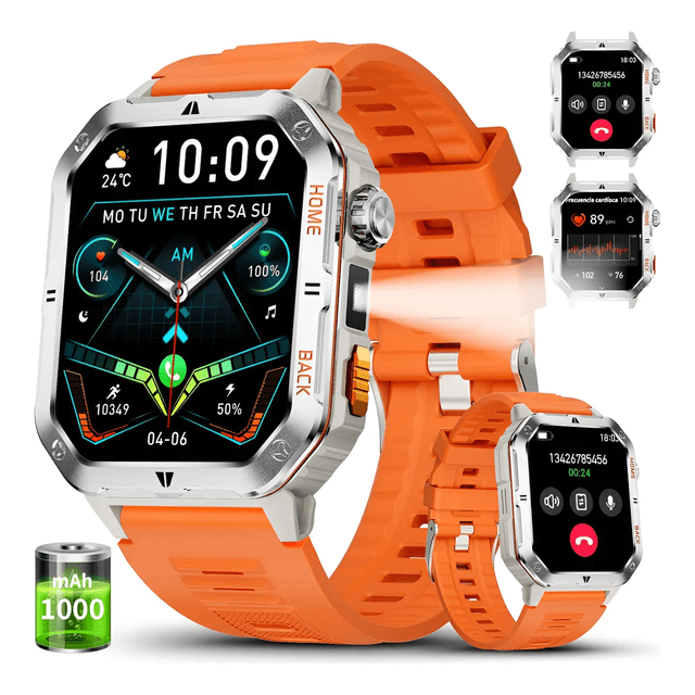 Pantalla Reloj Inteligente Militar Hombre Smart Watch Bluetooth Llamada Relojes 1000mah Gran Batería Xtellar naranja