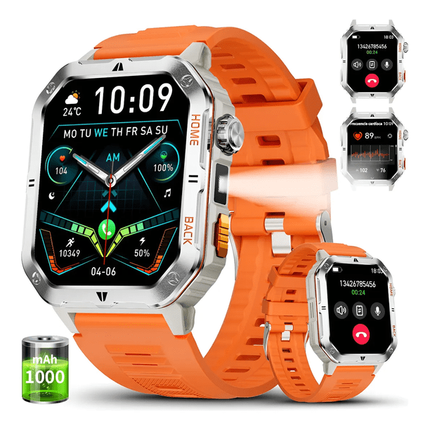 Pantalla Reloj Inteligente Militar Hombre Smart Watch Bluetooth Llamada Relojes 1000mah Gran Batería Xtellar naranja