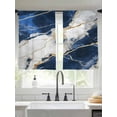 thumbnail image 2 of Marble Navy Blue Sheer Curtains 45 Inch Length 2 Panels Set for Living Room/Bedroom, Abstract Gold White Brick Stone Motif Curtain Sheers Drapes Rod Pocket Curtains Window Treatment Set 52''x45''x2, 2 of 7