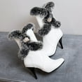thumbnail image 6 of Fuzzy Snow Boots for Women Elegant Dressy Stiletto Winter Booties Zip up Furry Lined Mid Calf Boots, 6 of 8