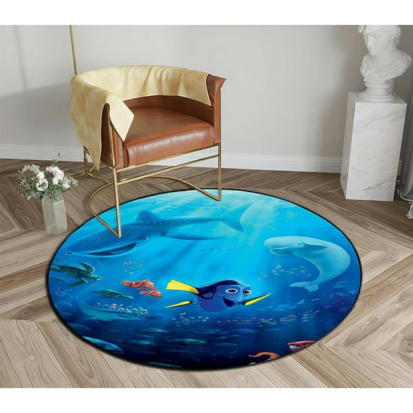 DEYOU Finding Nemo Dory Shark Round Area Rugs Diameter 4 x 4ft Floor Carpet Mat for Living Dinning Room Bedroom Kitchen Hallway Office Decor