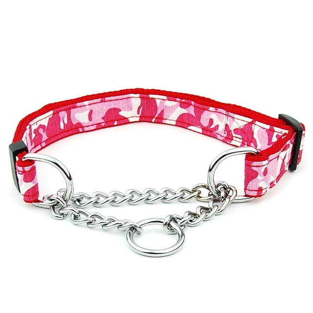 Collier en Métal pour Animaux de Compagnie Remplacement Lavable Robuste Réglable Randonnée en Plein Air en Jouant Animaux de Compagnie Remorquage Choker Accessoires Camouflage Rouge
