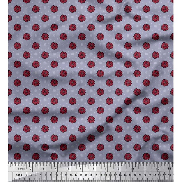 Soimoi polyester Crepe Fabric Artistic Floral Print Fabric by the Yard 42 Inch Wide