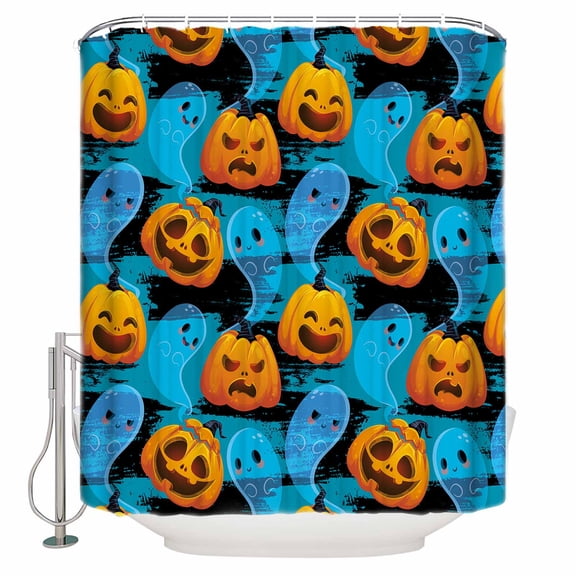 Halloween Pumpkin and Ghost Shower Curtain Set ,Waterproof Fabric Shower Curtains Shower Curtains for Bathroom,Bathroom Decor 36"x72"