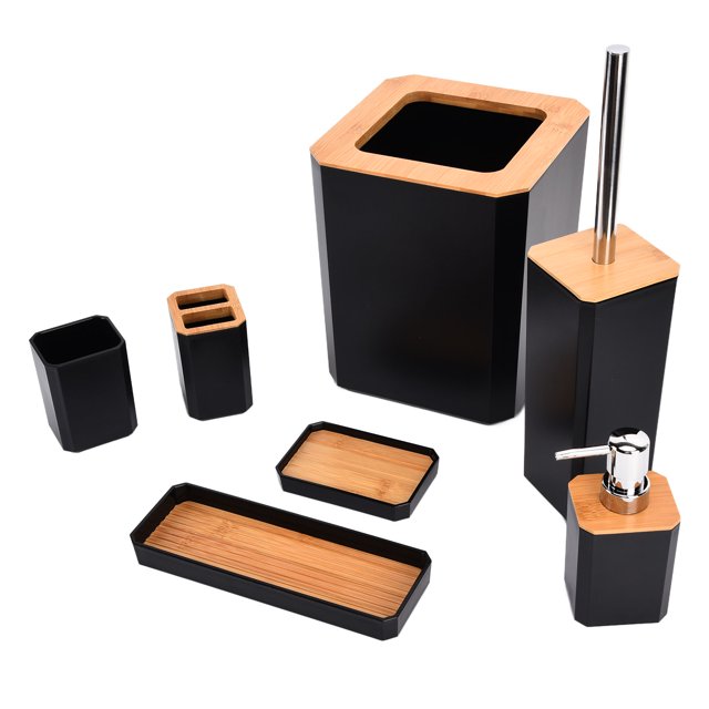 Suministros para el hogar, Juego de accesorios de baño de bambú Juego de inodoro Juego de accesorios de baño Ultra sensible
