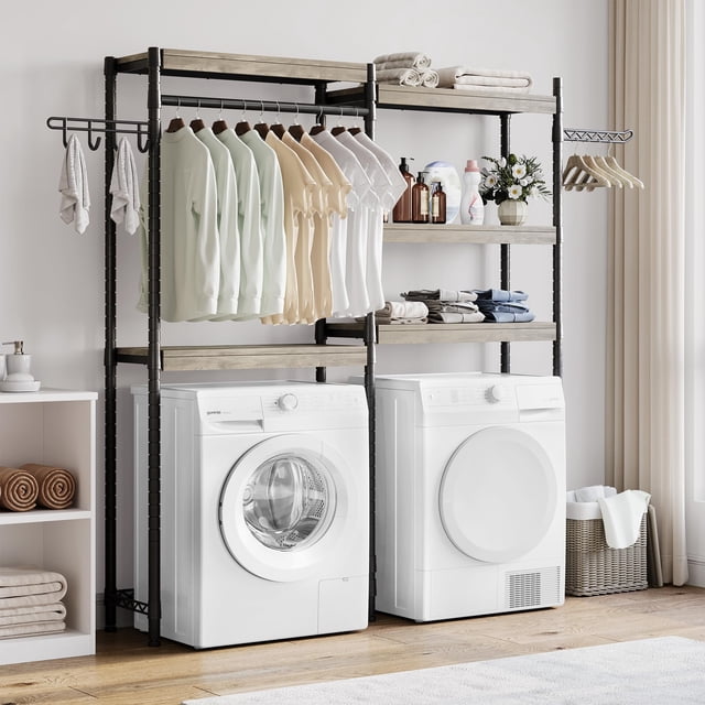 Over The Washer and Dryer Storage Shelf, Laundry Room Organization and Storage, Adjustable Height, Laundry Drying Clothes Racks for Home Decor