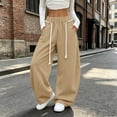 thumbnail image 4 of Vixolx Womens Wide Leg Sweatpants Decorative Drawstring Elastic Waist Baggy Barrel Pants with Pockets Casual Solid Color Trousers, 4 of 7